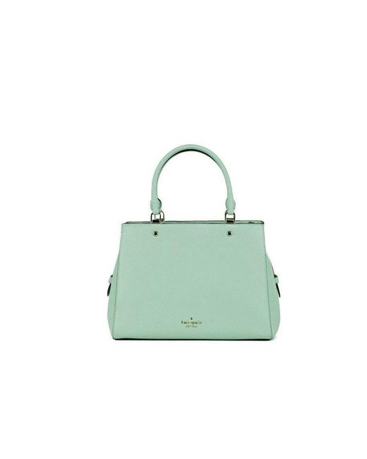 Kate Spade Green Leila Seawater Leather Triple Compartment Satchel Handbag Purse Bag