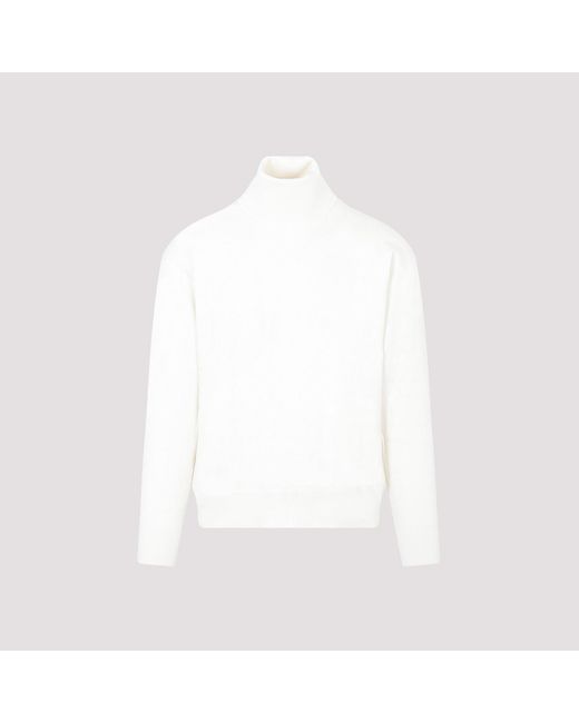Bally Bone White Wool Turtleneck Sweater for men
