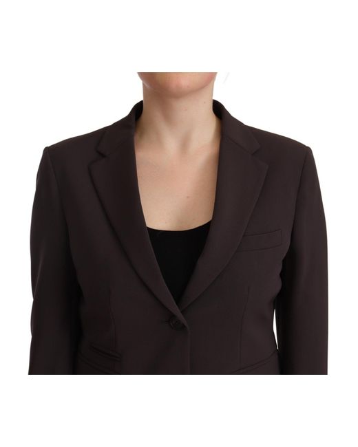 F.it Black Brown Long Sleeve Single Breasted Jacket Blazer