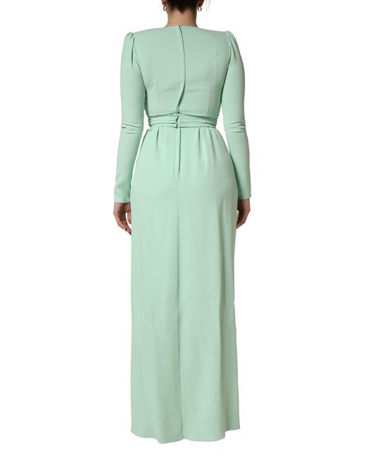 Dolce & Gabbana Green Viscose Long Sleeves Gown Dress Elastane
