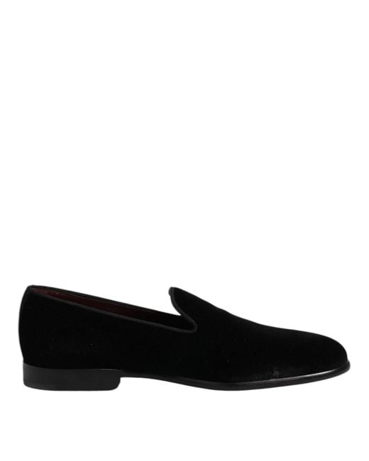 Dolce & Gabbana Black Velvet Slipon Loafer for men
