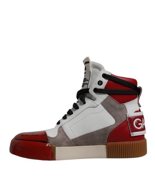 Dolce & Gabbana Brown Leather High Top Sneakers Shoes for men