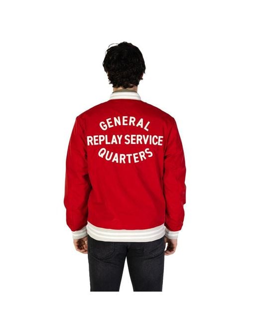 Replay Red Cotton Jacket for men