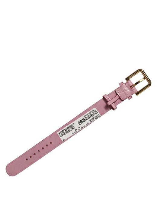 Dolce & Gabbana Pink Embossed Leather Gold Buckle Belt Strap Bracelet