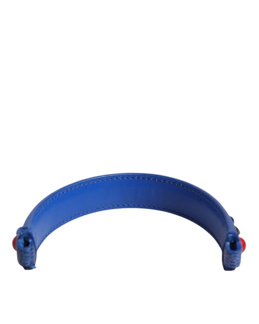Dolce & Gabbana Blue Embellished Leather Bag Handle Shoulder Strap
