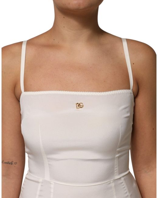 Dolce & Gabbana White Full Slip Dg Logo Silk Dress Sleepwear for men