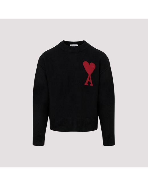 AMI Black Adc Crewneck Sweater for men