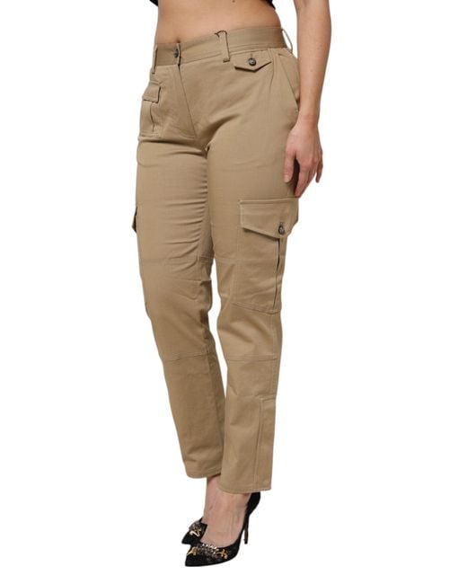 Dolce & Gabbana Natural Cotton Cargo Tapered Pants