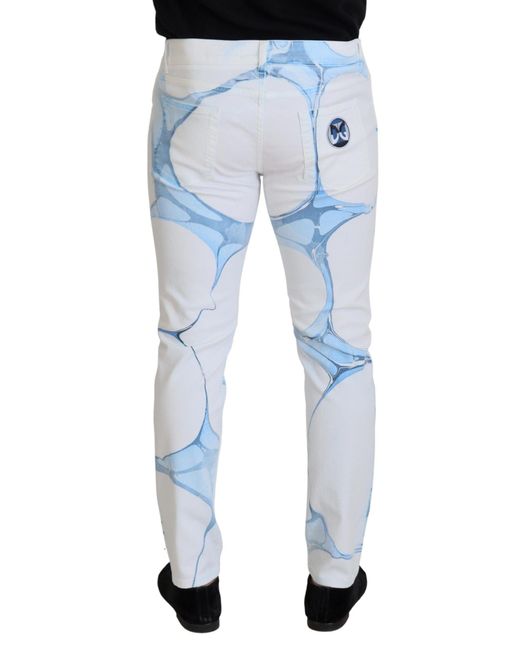 Dolce & Gabbana Blue Printed Slimfit Jeans for men