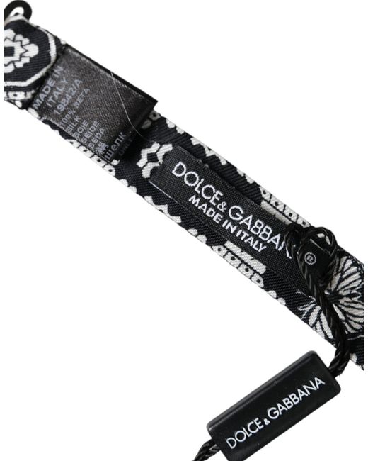 Dolce & Gabbana Black Printed Adjustable Neck Bow Tie for men
