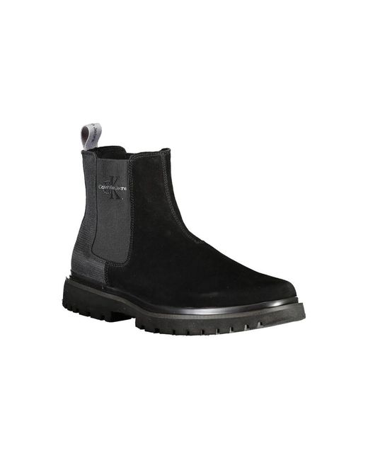 Calvin Klein Black Chic Monochrome Ankle Boots With Logo Detail for men