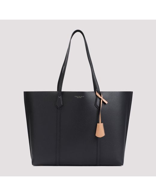 Tory Burch Black Perry Triple Grained Leather Tote Bag