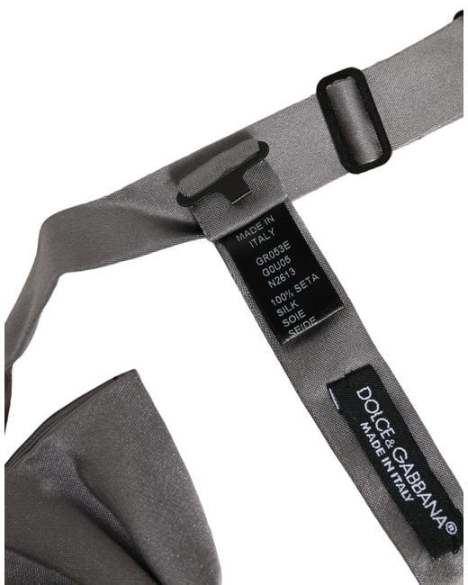 Dolce & Gabbana Men Gray 100% Silk Adjustable Neck Papillon Bow Tie for men