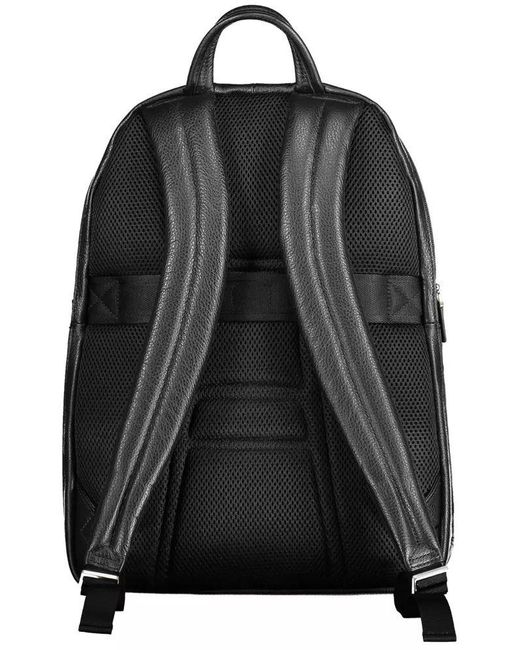 Piquadro Black Leather Backpack for men