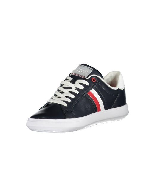 Tommy Hilfiger Blue Sleek Lace-Up Sneakers With Contrast Details for men