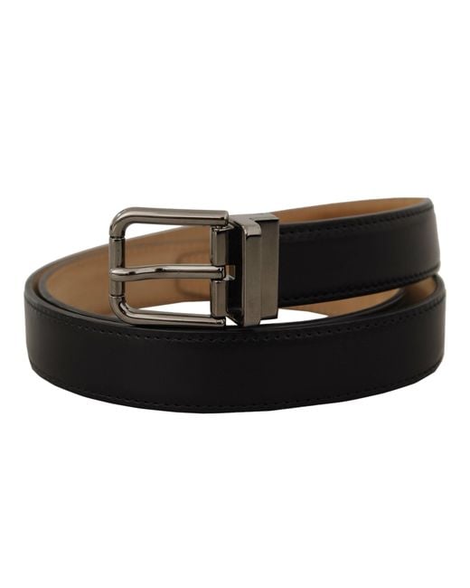 Dolce & Gabbana Black Sleek Leather Belt With Metal Buckle for men