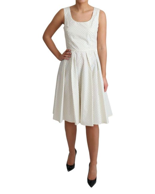 Dolce & Gabbana Multicolor White Polka Dotted Cotton A-line Dress