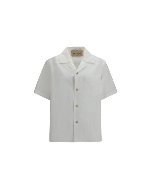 Valentino Garavani Gray White Cotton Shortsleeve Shirt for men