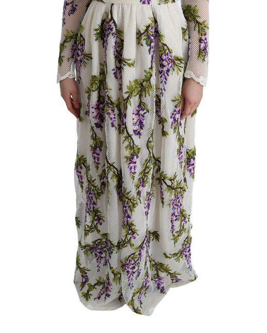 Dolce & Gabbana White Floral Embroidered Maxi Dress