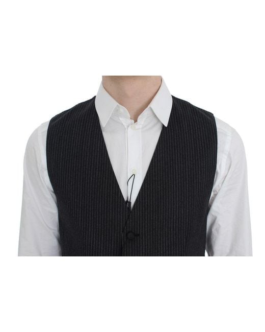 Dolce & Gabbana Black Striped Formal Vest for men