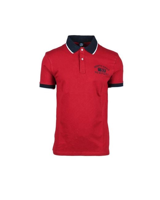 North Sails Red Multicolor Cotton Polo Shirt for men