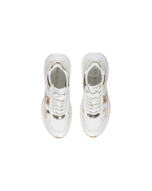 Pinko White Leather Chunky Sneakers