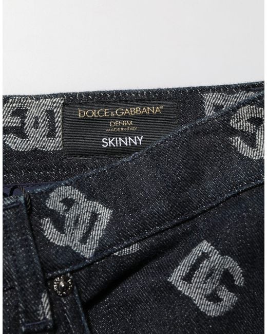 Dolce & Gabbana Black Dg Monogram Cotton Skinny Denim Jeans for men