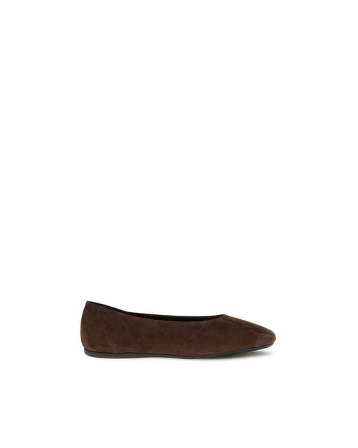 Prada Brown Calf Leather Bos Taurus Ballet Flats