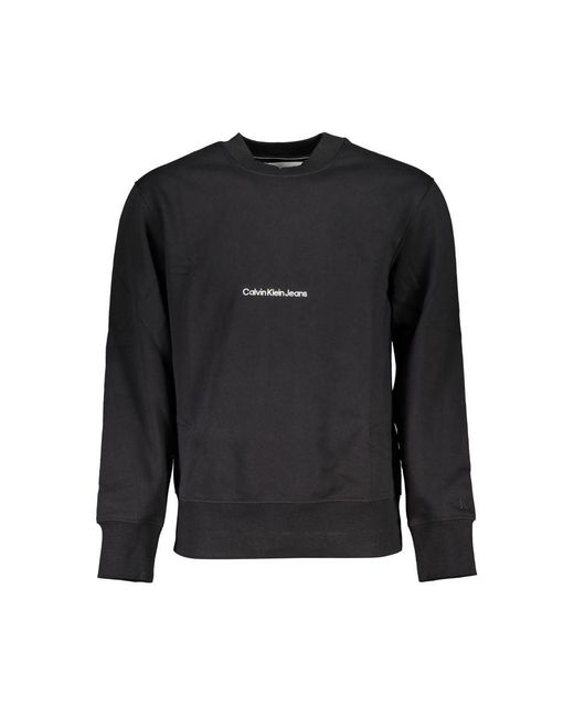 Calvin Klein Black Sleek Crew Neck Fleece Sweatshirt for men