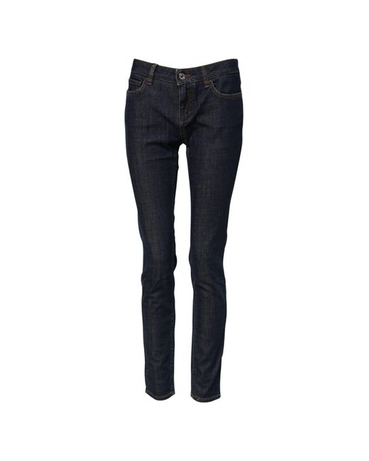Dolce & Gabbana Blue Skinny Cotton Mid Waisted Denim Jeans for men