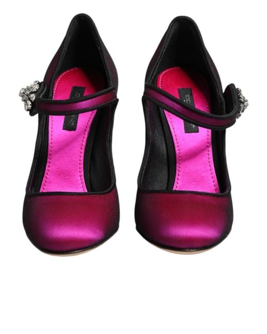 Dolce & Gabbana Purple Pink Strass Mary Janes Heels Pumps Shoes