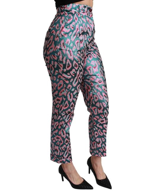 Dolce & Gabbana Black Dolce Gabbana Multicolor Patterned Cropped High Waist Pants