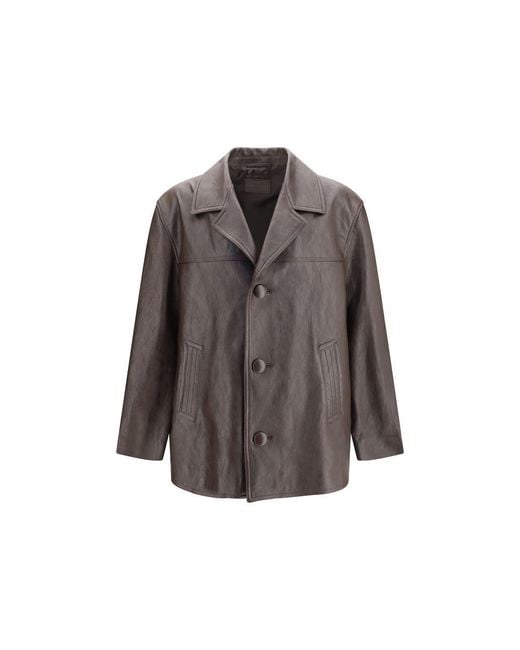 Saint Laurent Brown Black Wool Oves Aries Leather Jacket for men