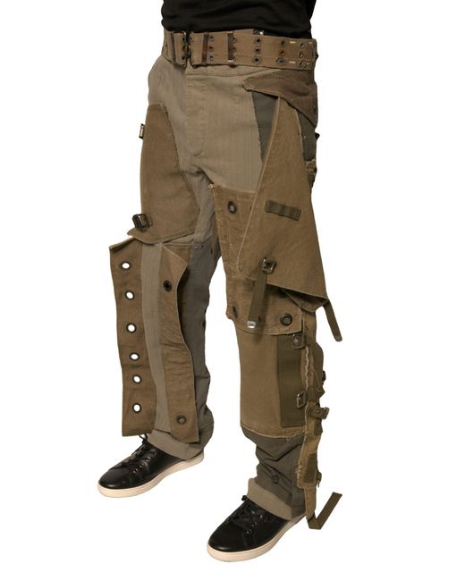Dolce & Gabbana Green Multicolor Reconstructed Flight Cargo Pants for men