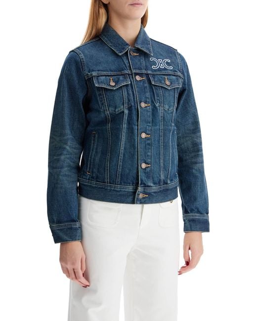 Celine Denim Logo Jacket With Seven in Blue | Lyst