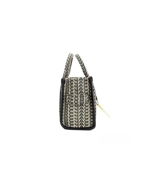 Marc Jacobs Black The Monogram Mini Tote Woven Jacquard Canvas Crossbody Handbag