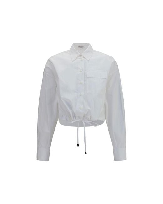 Brunello Cucinelli Gray White Cotton Dress Shirt