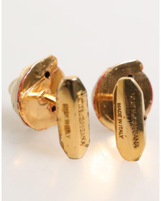 Dolce & Gabbana Metallic Brass Tone Dog Puppy Accessories Cufflink for men