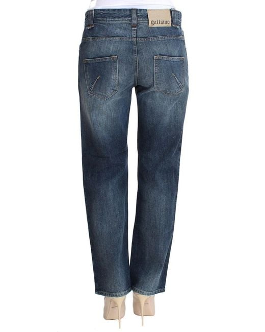 John Galliano Blue Wash Relaxed Fit Cotton Stretch Denim Jeans