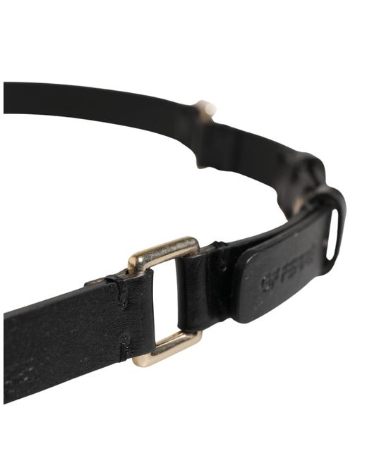 Gianfranco Ferré Black Leather Thin Gold Metal Brass Buckle Waist Belt