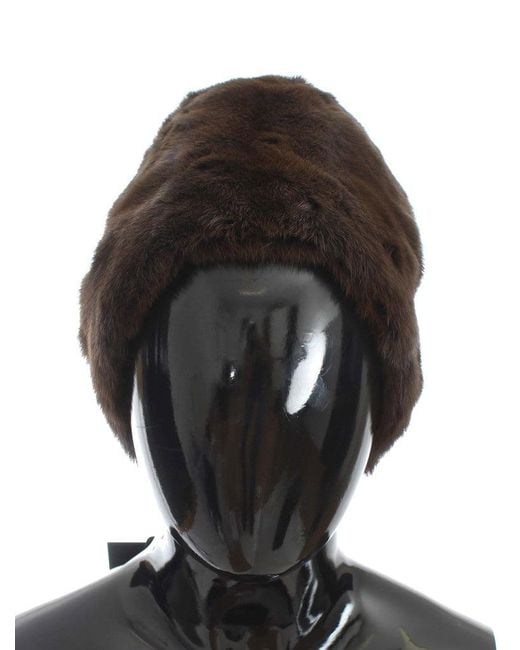 Dolce & Gabbana Black Weasel Fur Cashmere Hat Beanie