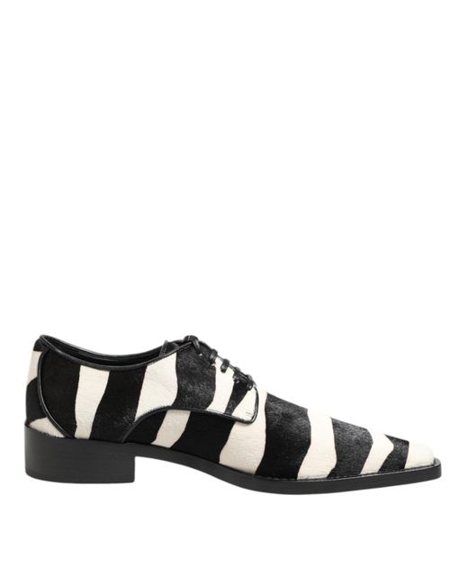 Dolce & Gabbana Black White Zebra Pony Fur Dress Shoes for men
