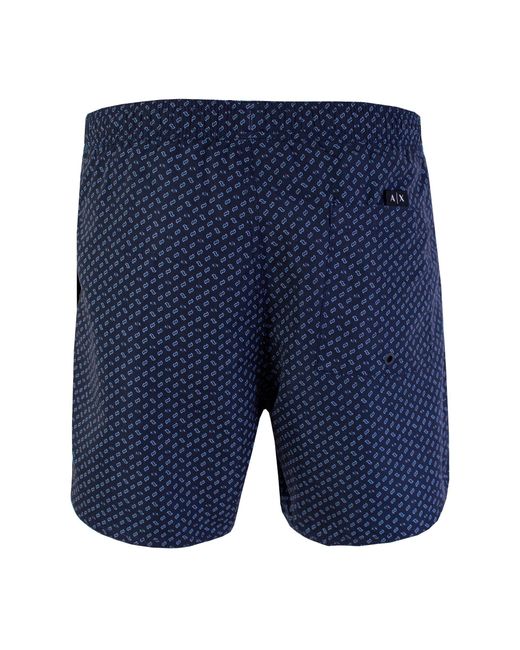 Armani Exchange Blue Elegant Micro Print Swim Shorts for men