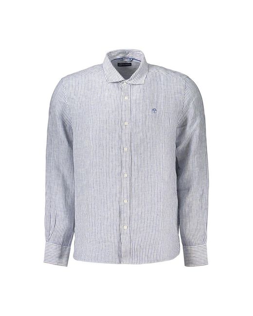 North Sails Blue Linen Men's Shirt for men