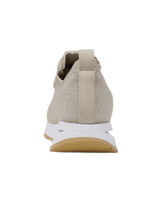 Guess White Beige Polyester Low Top Sneakers