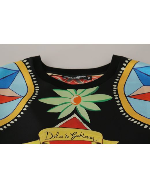 Dolce & Gabbana Multicolor Soldier Carretto Silk Top T-Shirt