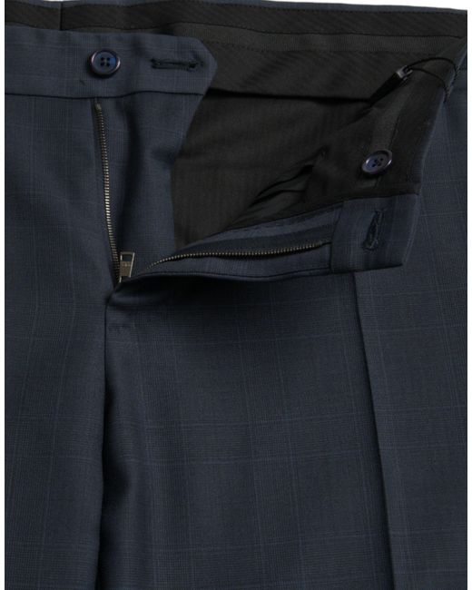 Dolce & Gabbana Blue Wool Skinny Dress Pants for men