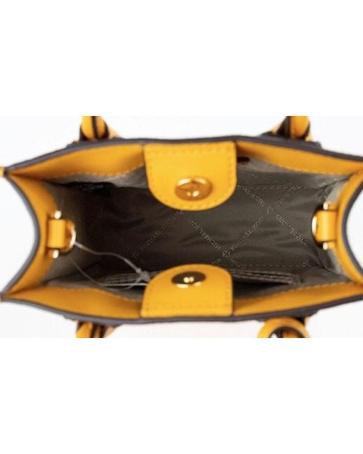 Michael Kors Metallic Mercer Xs Honeycomb Gold Signature Pvc North South Shopper Crossbody Bag