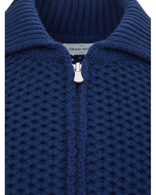 Gran Sasso Blue Wool Blu Sweater With Zip for men