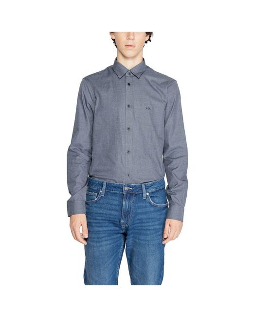ARMANI EXCHANGE Blue Cotton Dress Shirt for men